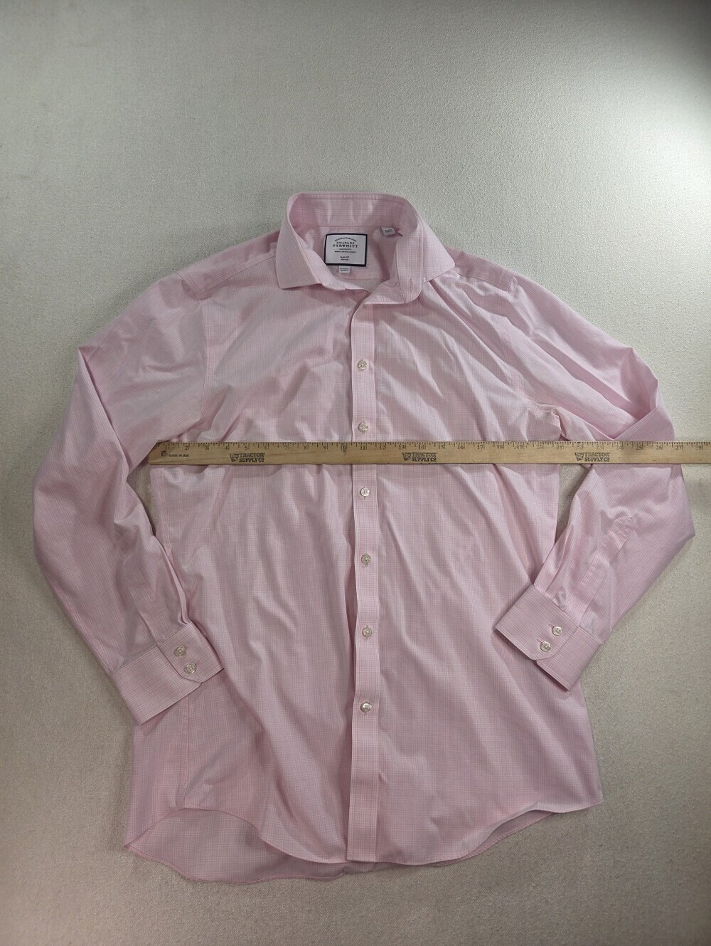 Charles Tyrwhitt Pink Check Slim Fit Dress - Picture 4 of 6